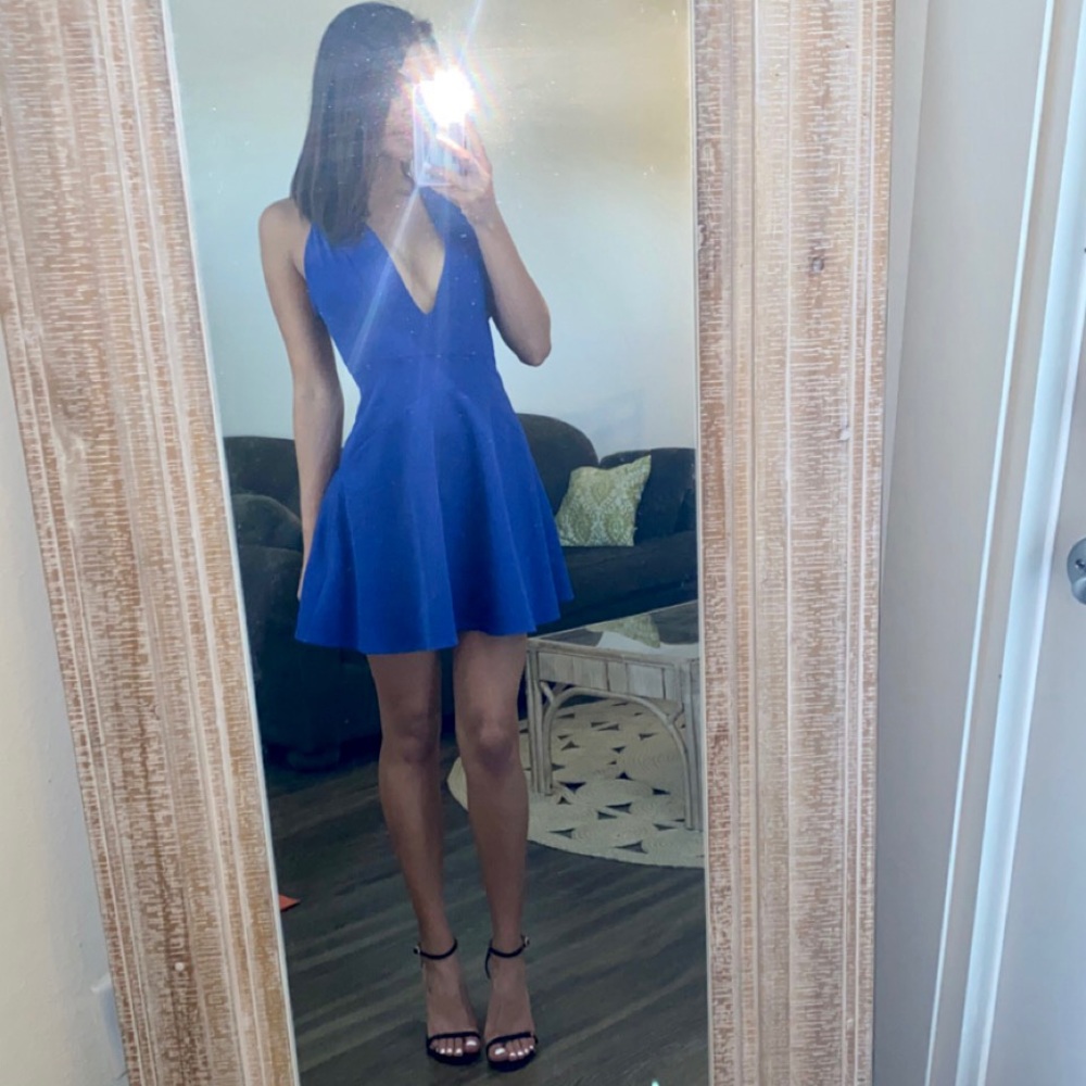 Blue Deep V Dress